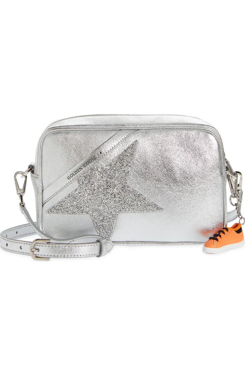 Golden Goose Star Metallic Leather Crossbody Camera Bag, Main, color,