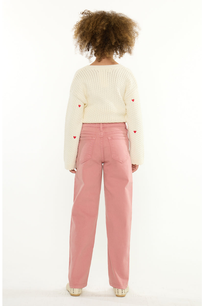 Uniqua 90's Ultra High Rise Straight Jeans, Alternate, color, Coral