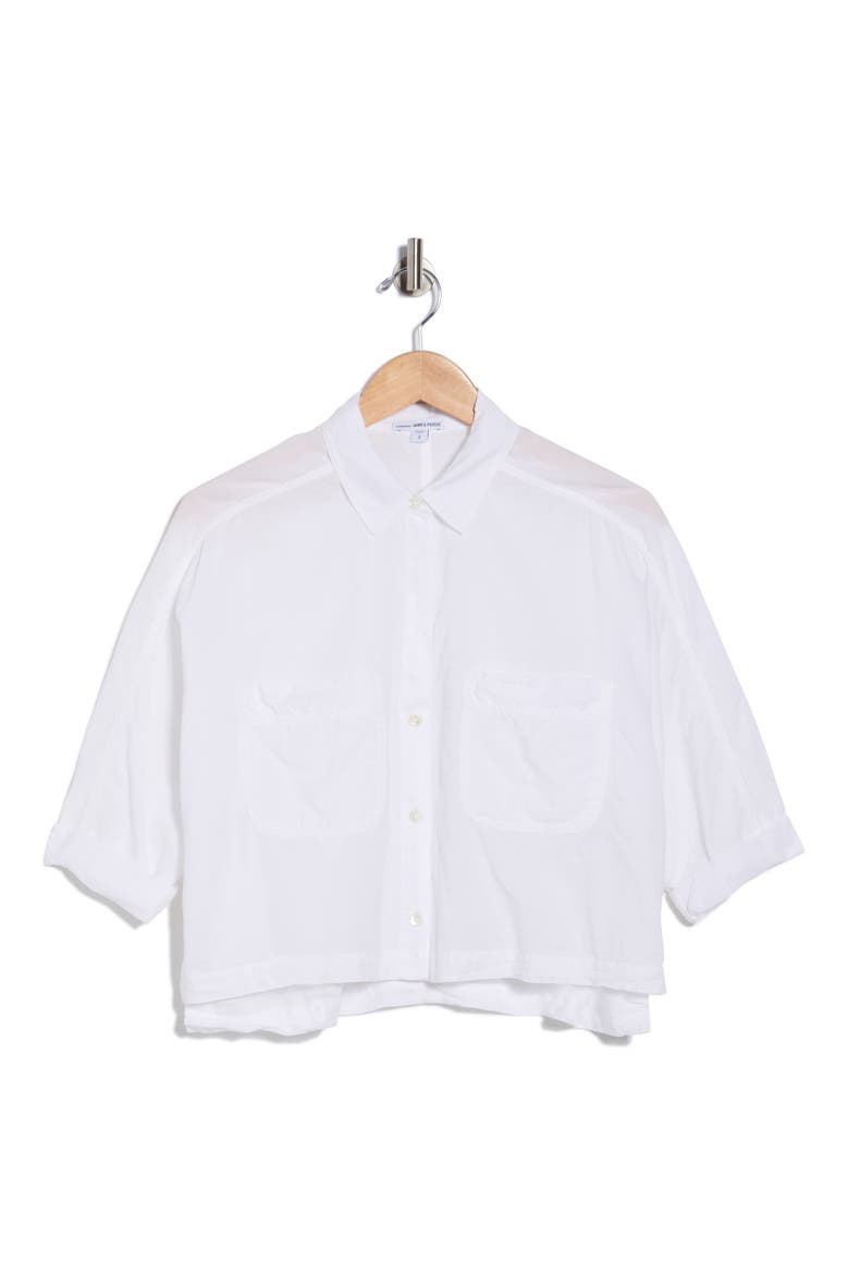 Lawn Cotton Crop Shirt, Alternate, color, WHITE