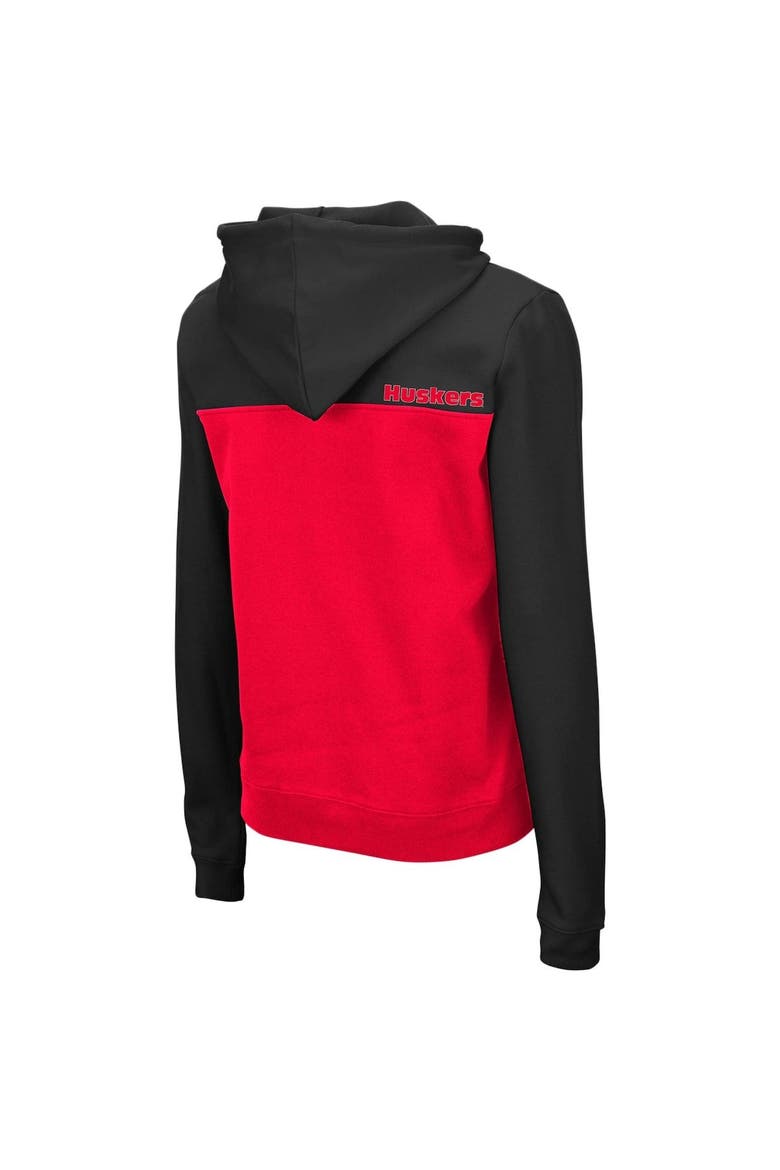 Women's Colosseum Black/Red Nebraska Huskers Aidan Lightweight Half-Zip Hoodie, Alternate, color, Black