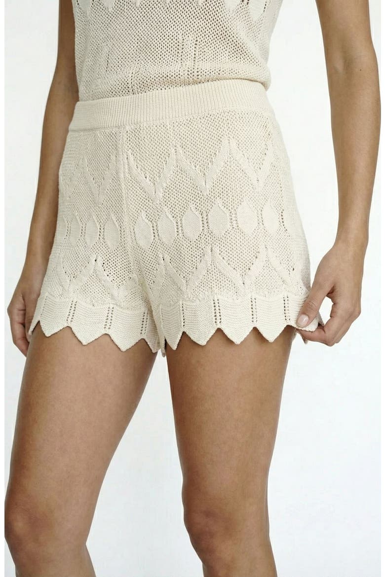 Seashell Sands Pointelle Scallop Trim Mini Shorts, Alternate, color, BIRCH