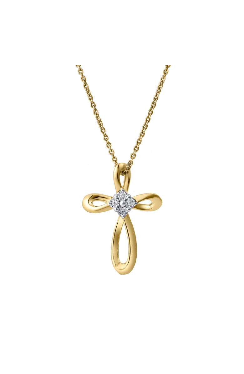 LuvMyJewelry Lightbound 0.02 Cts Natural Diamond Cross 14K Gold Pendant, Main, color, 14K Yellow Gold