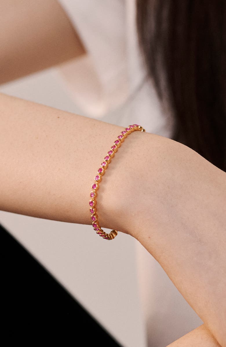 Monica Vinader Pink Quartz Essential Tennis Bracelet, Alternate, color, 18K Gold Vermeil/ Pink Quartz