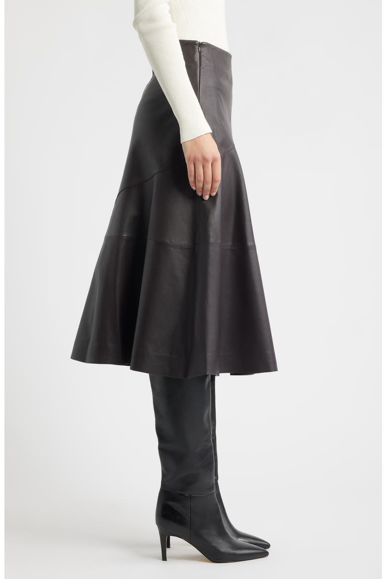 Sevani A-Line Leather Skirt, Alternate, color, DARK CARMINE