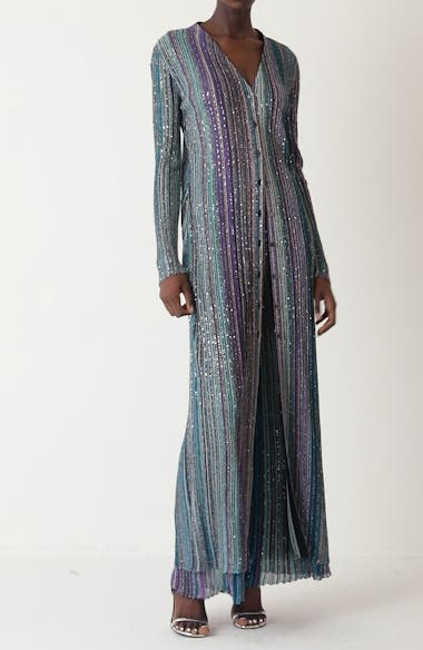 MISSONI ストライプ カーディガン 長袖 MISSONI - ミッソーニ 長袖 ウール ニット ボタンレス