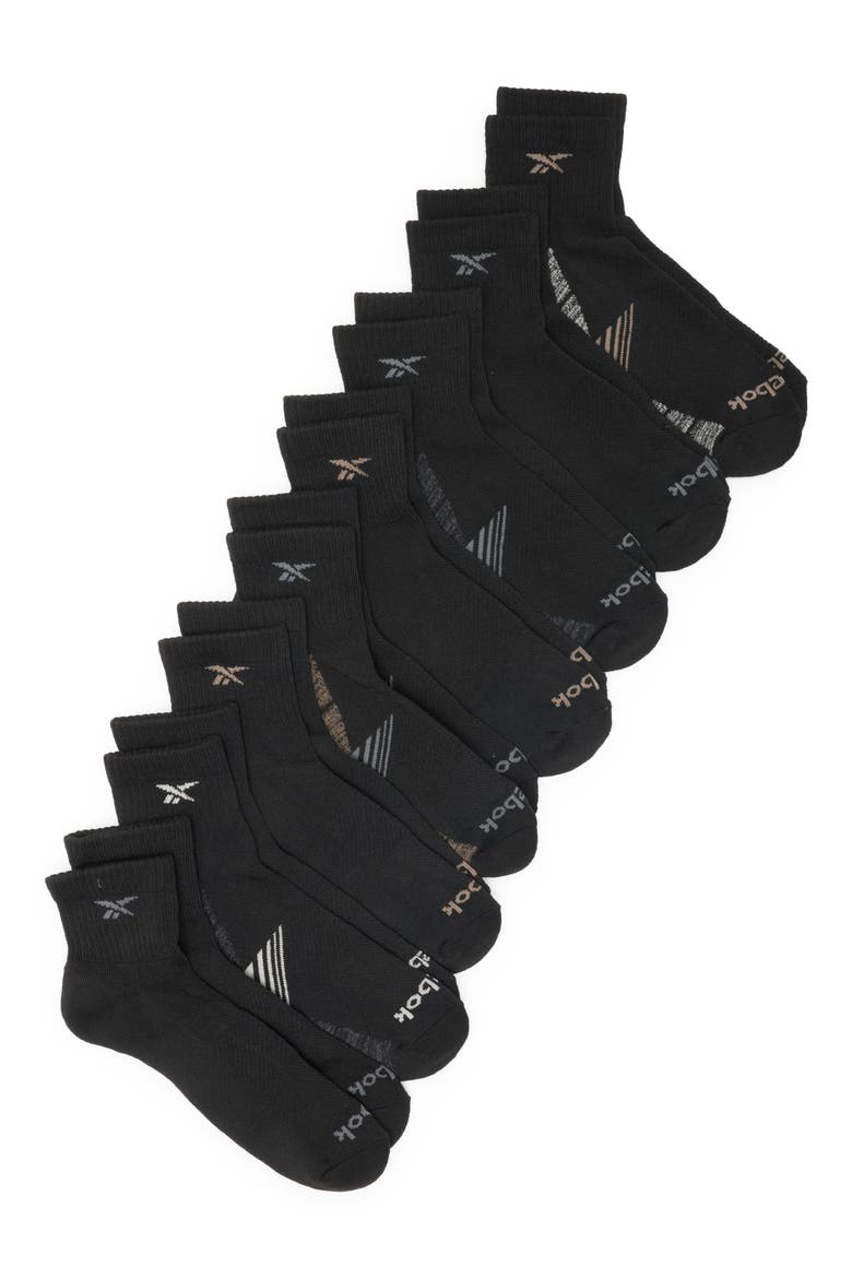 8-Pack Cushioned Quarter Length Socks, Main, color, BLACK