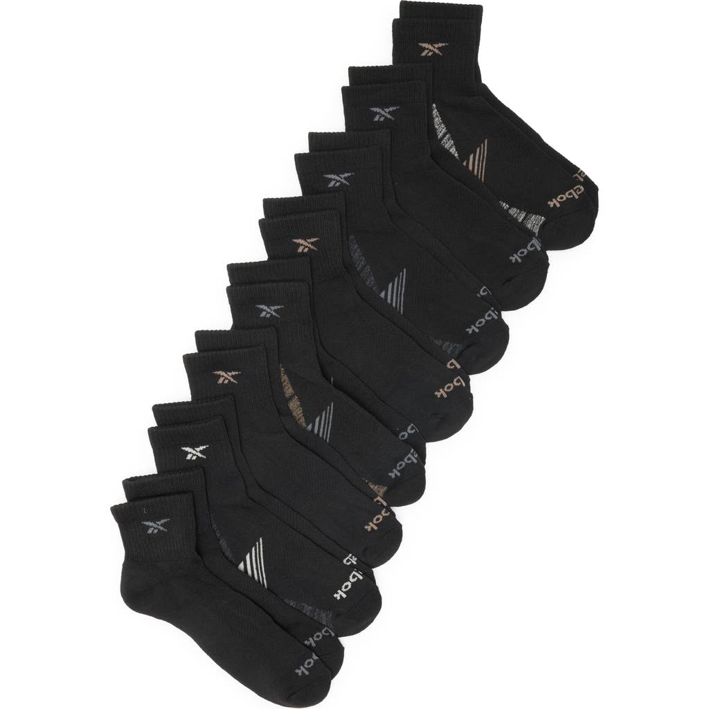 Reebok 8-pack Cushioned Quarter Length Socks In Black