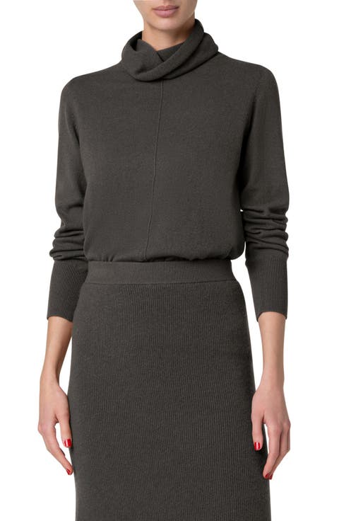 Cowl Turtleneck Cashmere Sweater