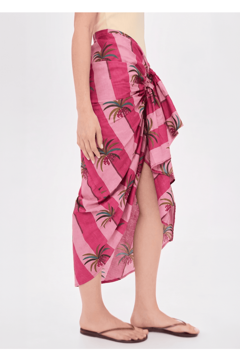 Luciana Palm Pareo Skirt, Alternate, color, Pink