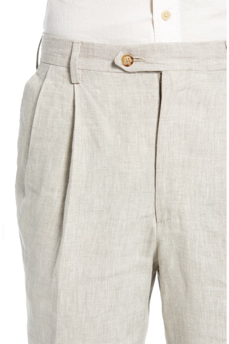 Pleat Front Linen Pants, Alternate, color, TAN