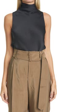 Vince Draped Turtleneck Sleeveless Bodysuit