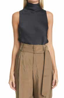 Vince Draped Turtleneck Sleeveless Bodysuit