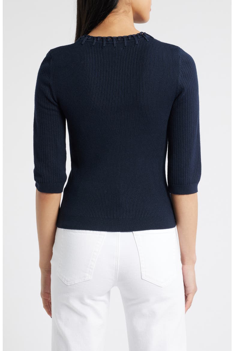 Elbow Sleeve Rib Sweater, Alternate, color, NAVY