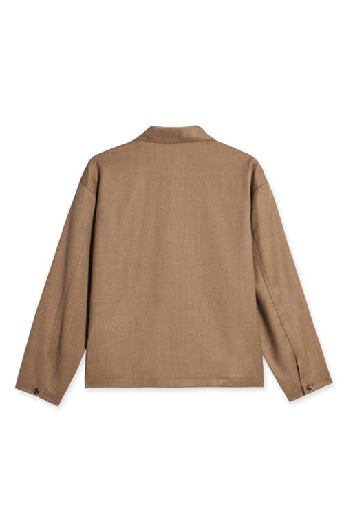 Fortela Polo Wool Overshirt With Macro Pockets In Brown