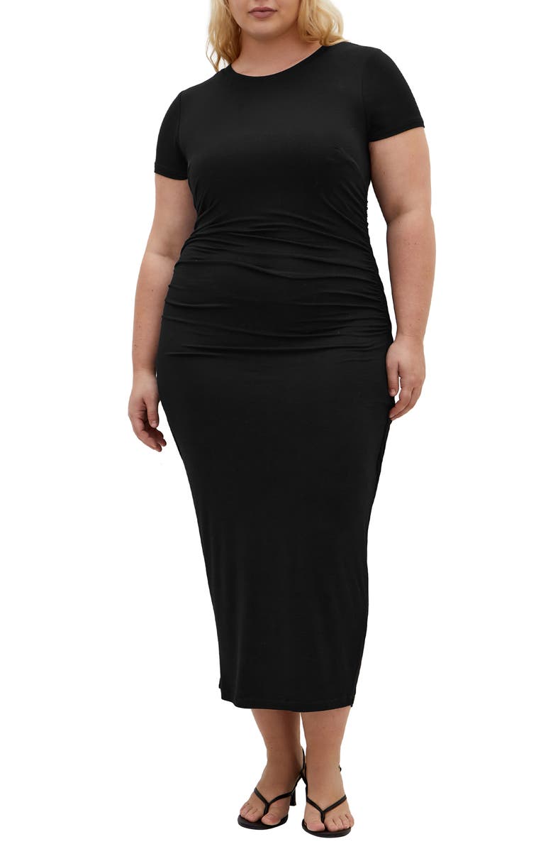 City Chic Shirred T-Shirt Dress, Main, color,