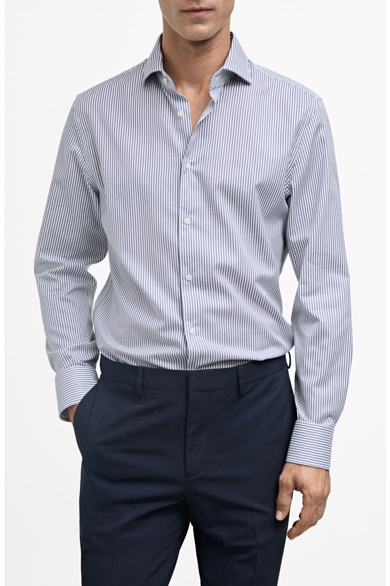 Thermoregulating Slim Fit Poplin Button-Up Shirt, Main, color, DARK NAVY