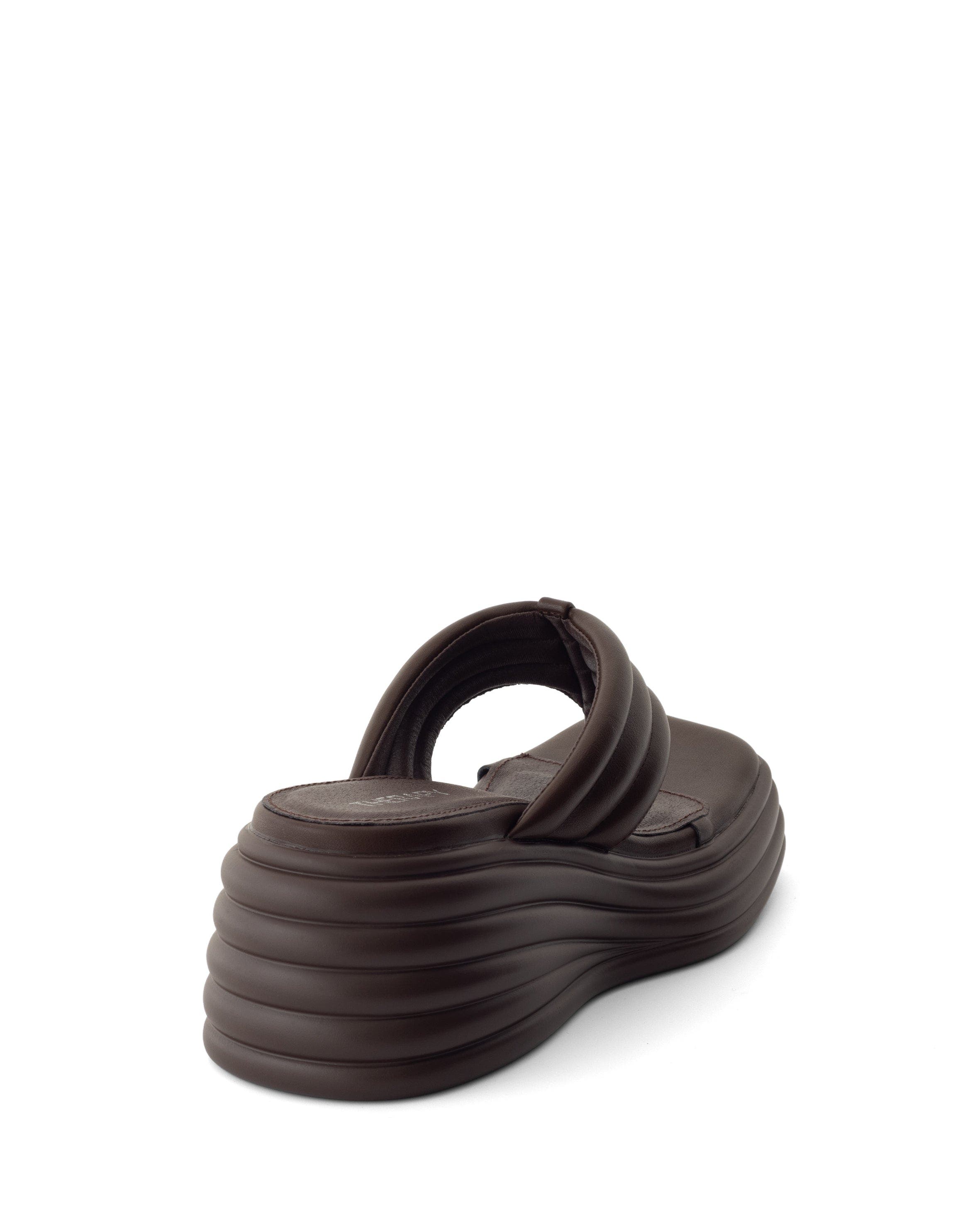 FLAMES Square Toe Wide Wedge Sandal, Alternate, color, Chocolate Smooth Pu
