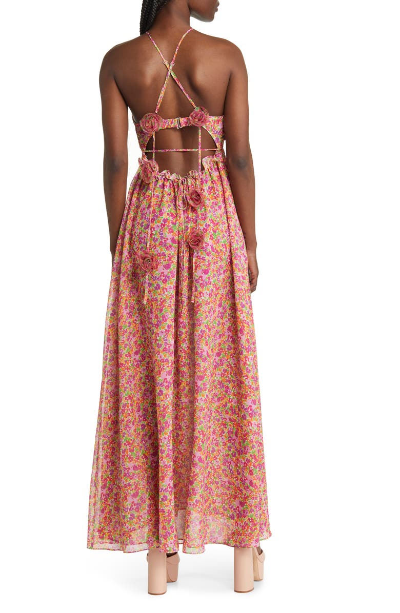 For Love & Lemons Suzette Floral Chiffon Maxi Dress, Alternate, color, 