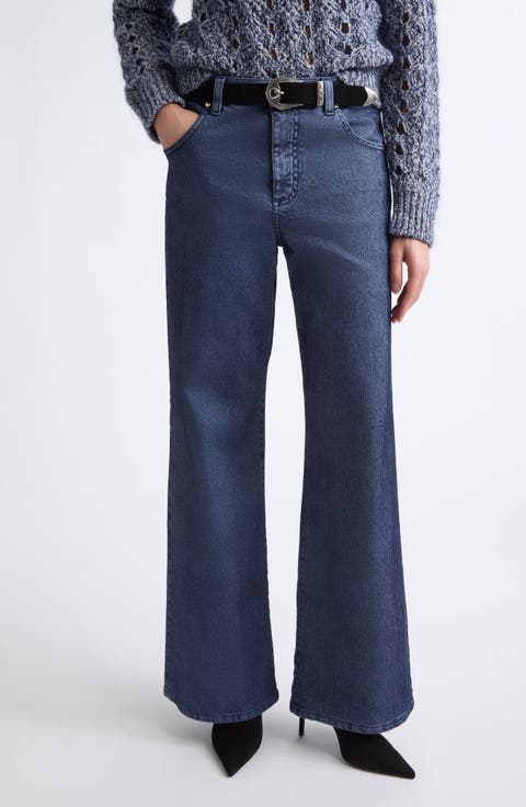 Pleated Wide Leg Jeans