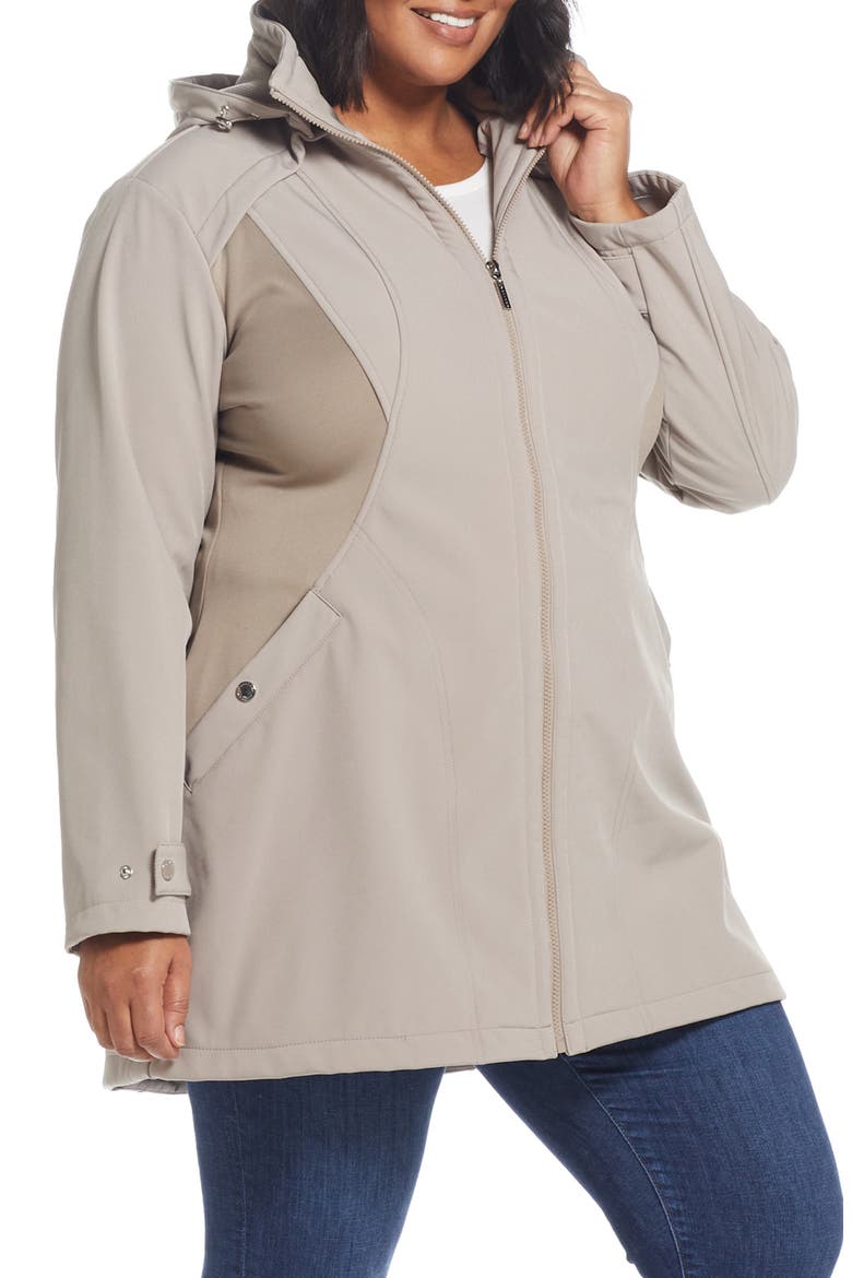 Soft Shell Water Resistant Jacket, Alternate, color, PEEBLE