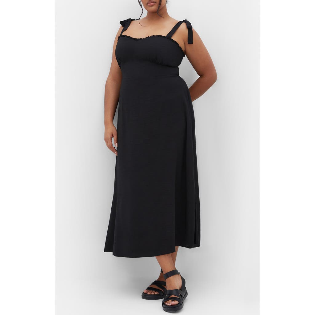 City Chic Penny Tie Strap Maxi Dress In Black