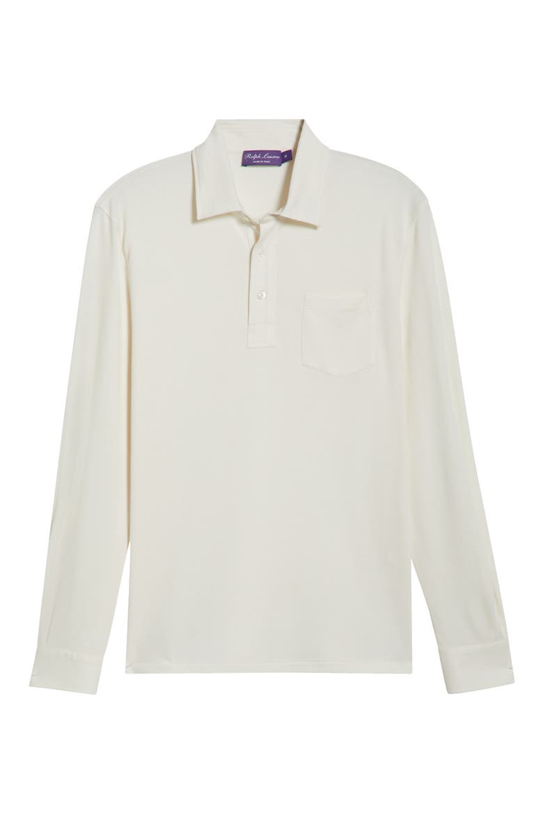 Long Sleeve Cotton & Cashmere Polo, Alternate, color, CLASSIC CREAM