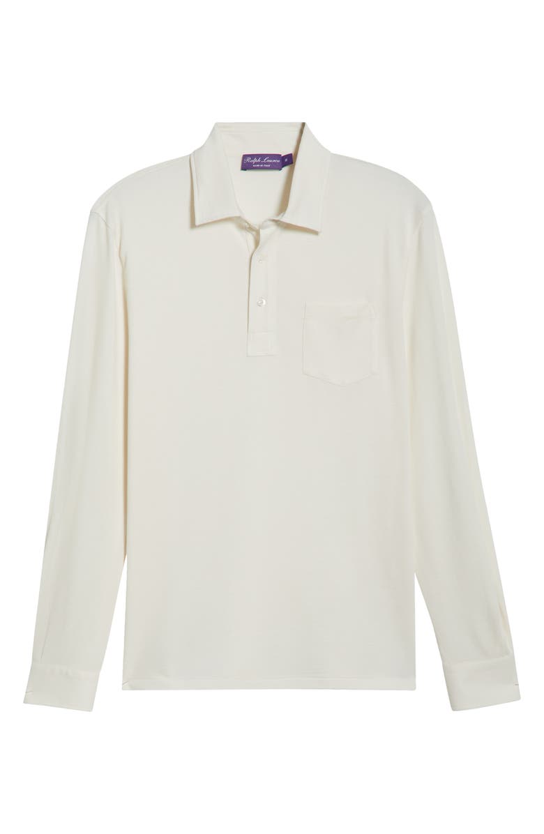 Ralph Lauren Purple Label Long Sleeve Cotton & Cashmere Polo, Alternate, color, Classic Cream