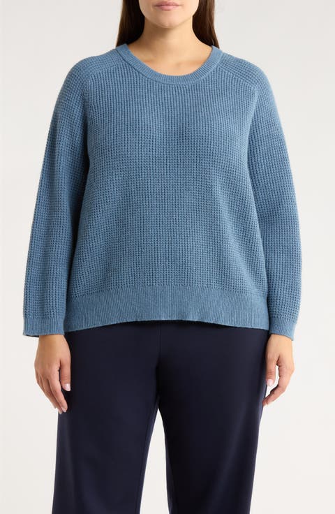 Crewneck Organic Cotton & Recycled Cashmere Sweater (Plus)