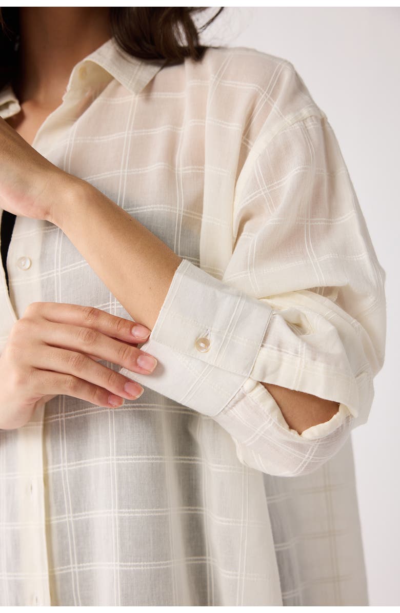 Reistor Oversized Shirt Cover-up in Textured Checks, Alternate, color, Textured Checks