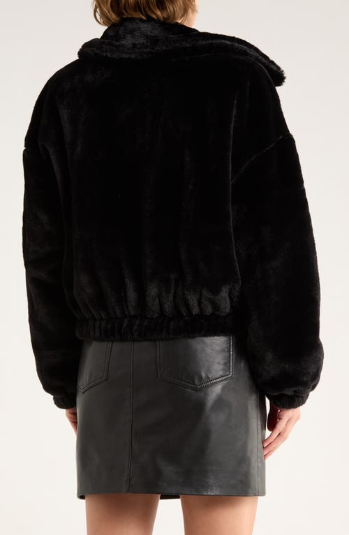 Thread & Supply Faux Fur Zip Bomber Jacket In Black