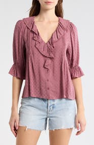 Melrose and Market Ruffle Clip Dot Top