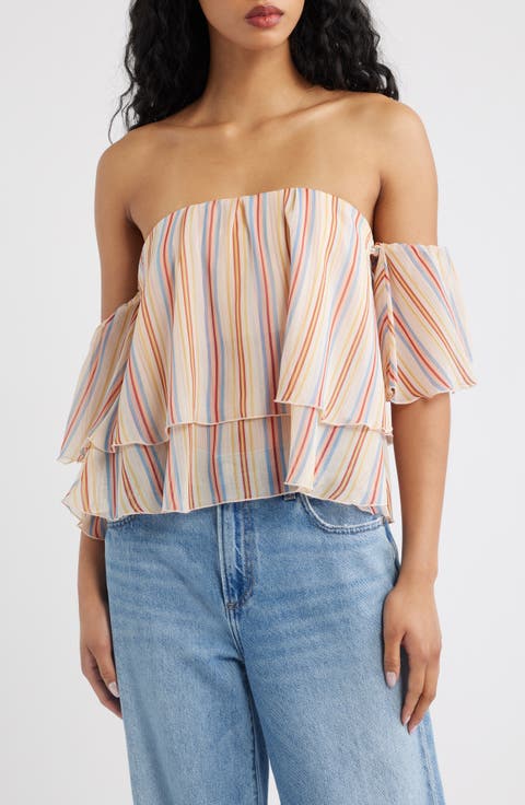 Off the Shoulder Stripe Top