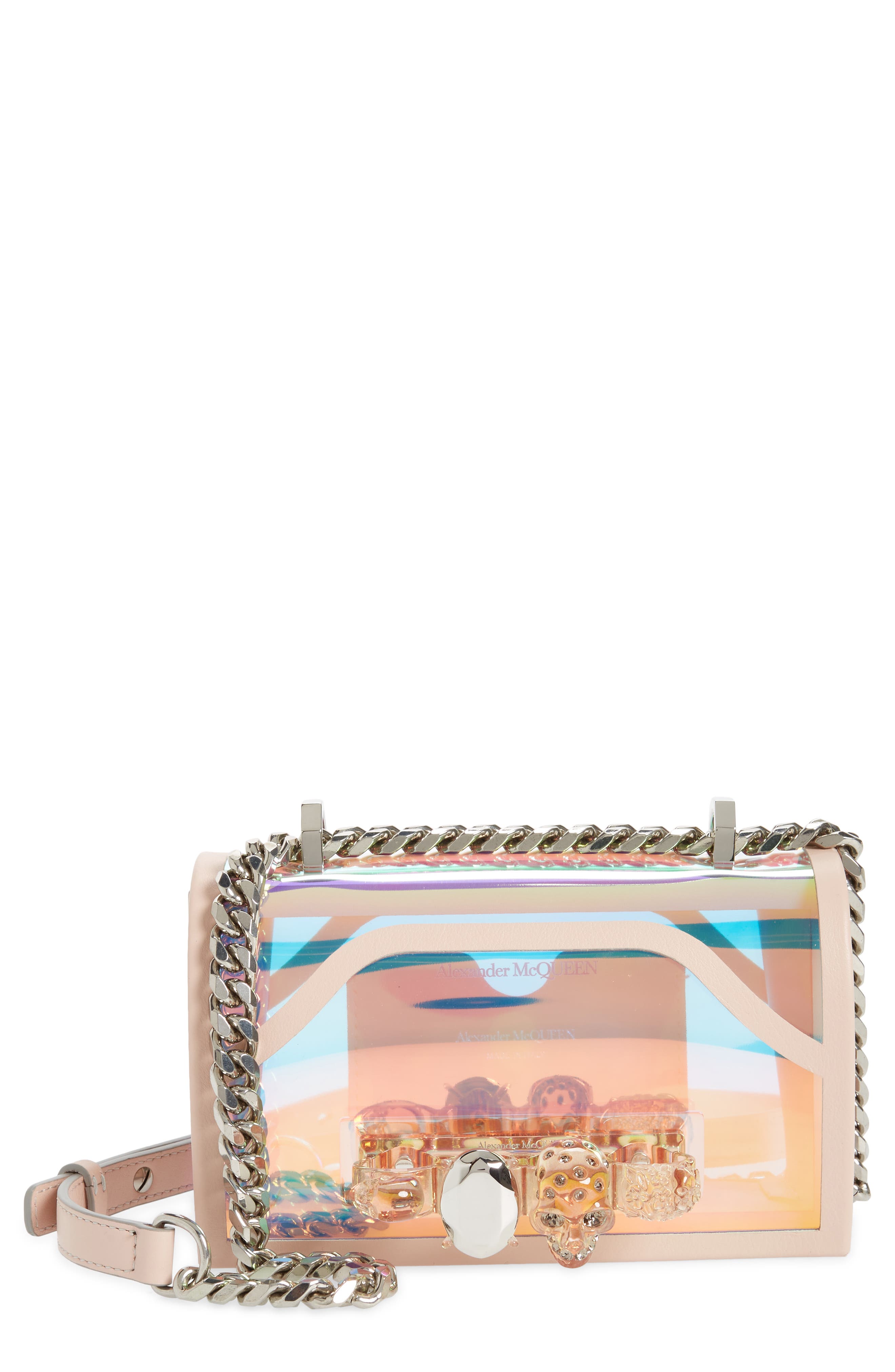 McQueen Alexander McQueen Knuckle Ring Transparent Shoulder Bag, Main, color, 