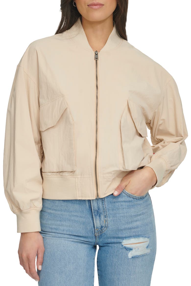 Techy Nylon Bomber Jacket, Main, color, FRAPPE