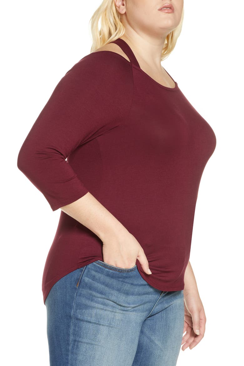 Cross Strap Top, Alternate, color, DARK BURGUNDY