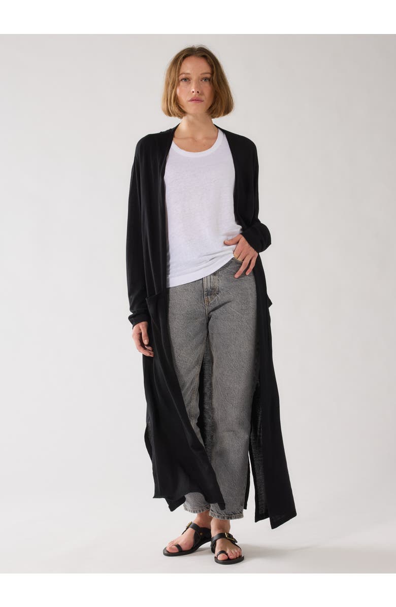 Majestic Filatures Silk Viscose Long Sleeve Cardigan, Main, color, Noir