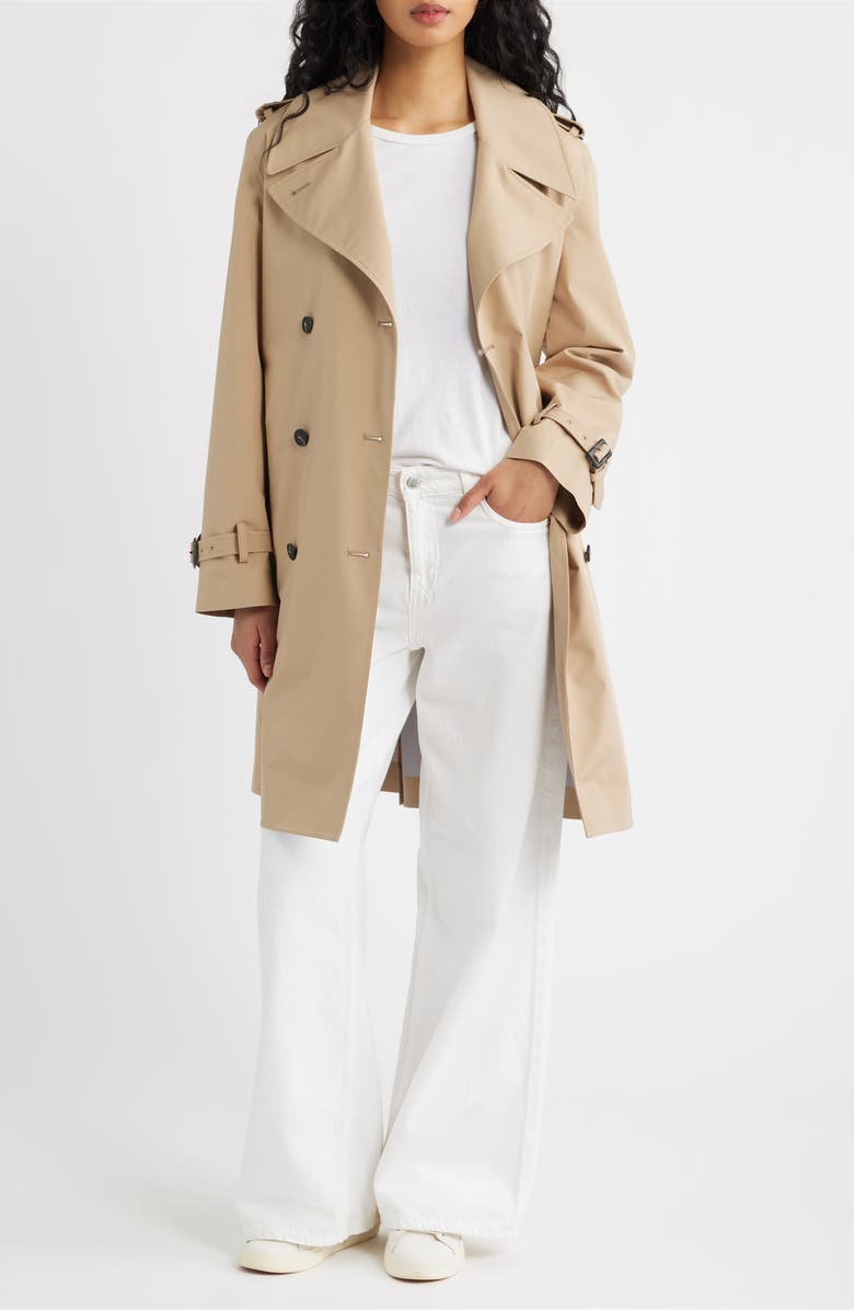 Save The Duck Talya Water Repellent Trench Coat, Alternate, color, Stardust Beige