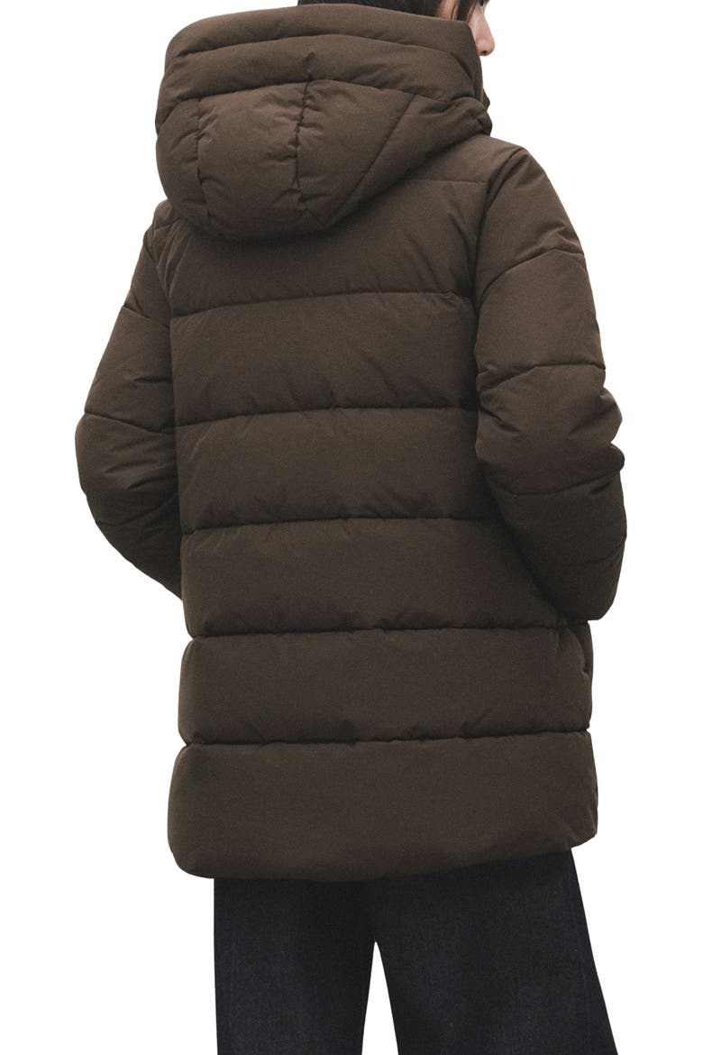 Water Repellent Hooded Puffer Coat, Alternate, color, BROWN