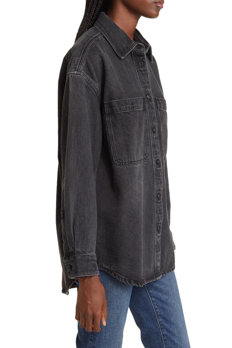 Heavyweight Denim Oversize Button-Up Shirt, Alternate, color, LUNAR WASH