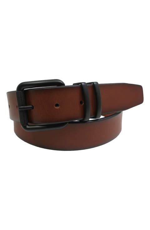 Matte Buckle Roller Burn Edge Leather Belt