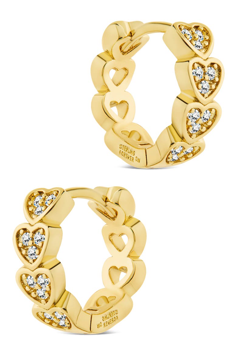 Linna Cubic Zirconia Heart Micro Hoop Earrings, Alternate, color, GOLD