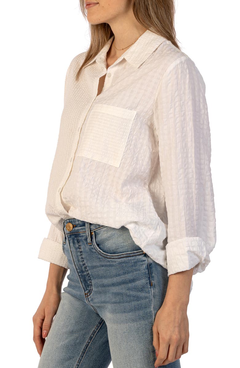 KUT from the Kloth Texture Stripe Cotton Button-Up Shirt, Alternate, color, 