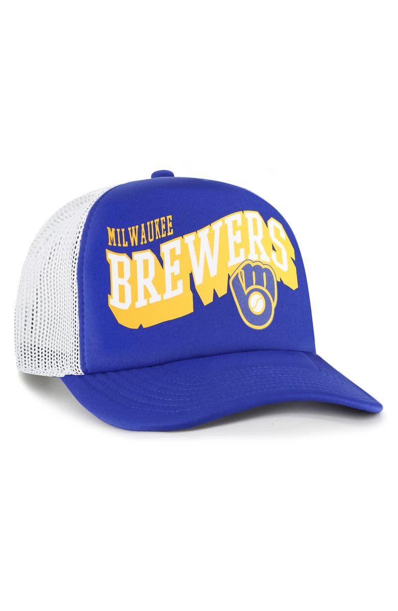 '47 Men's '47 Royal Milwaukee Brewers Meander Foam Trucker Snapback Hat, Alternate, color, Royal