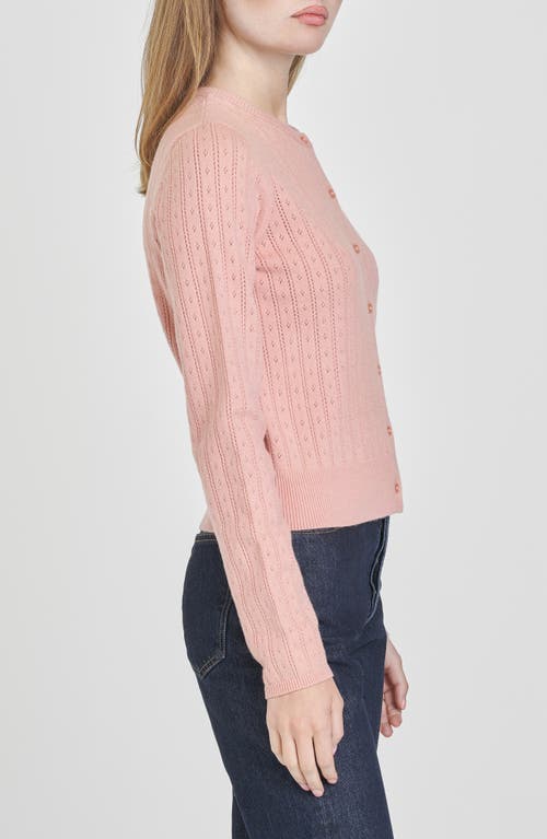 Wayf Sandy Pointelle Cardigan In Pink