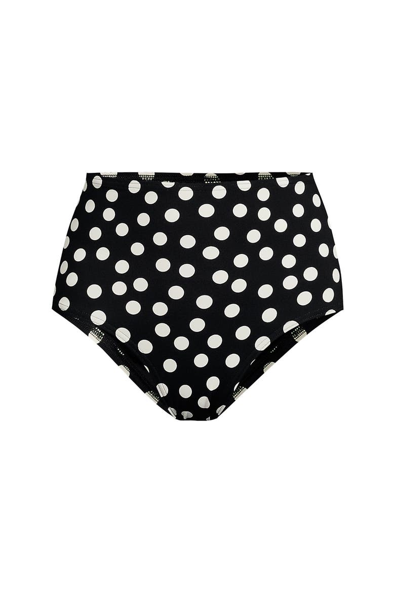 Sculpting Suit Chlorine Resistant Targeted Control Retro High Waisted Bikini Swim Bottoms, Alternate, color, Black/Egret White Tossed Dots