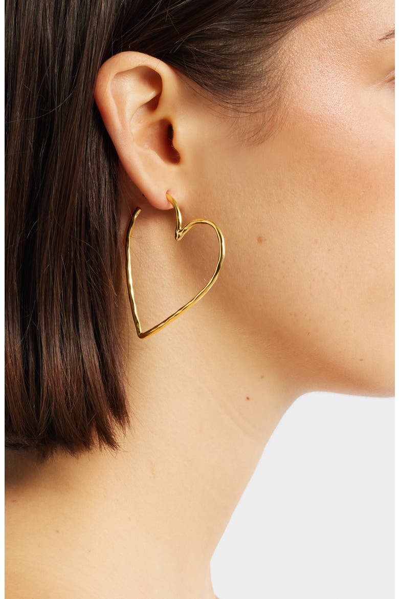 Hammered Heart Hoop Earrings, Alternate, color, GOLD