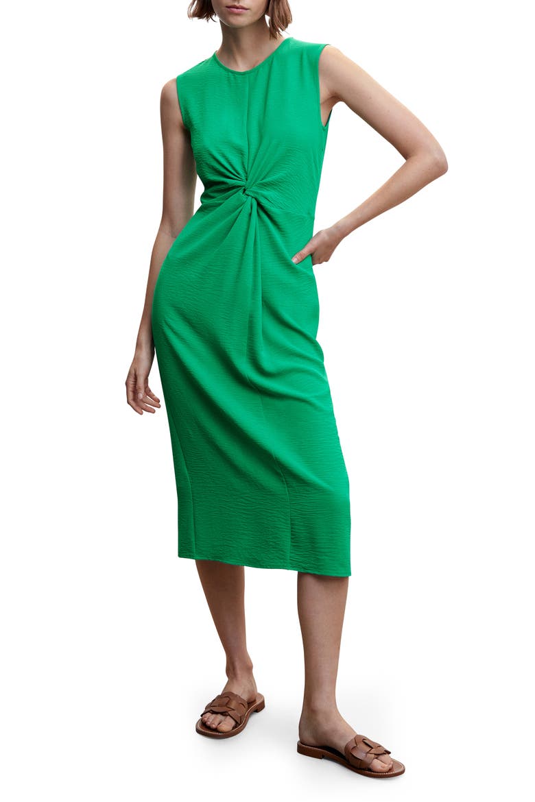 Knot Rumple Dress, Main, color, GREEN