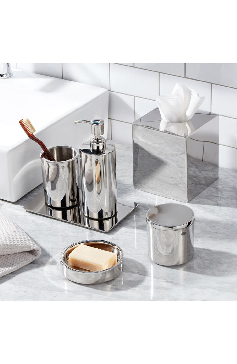 ROSELLI TRADING COMPANY Modern Round Toothbrush Tumbler, Alternate, color, Silver