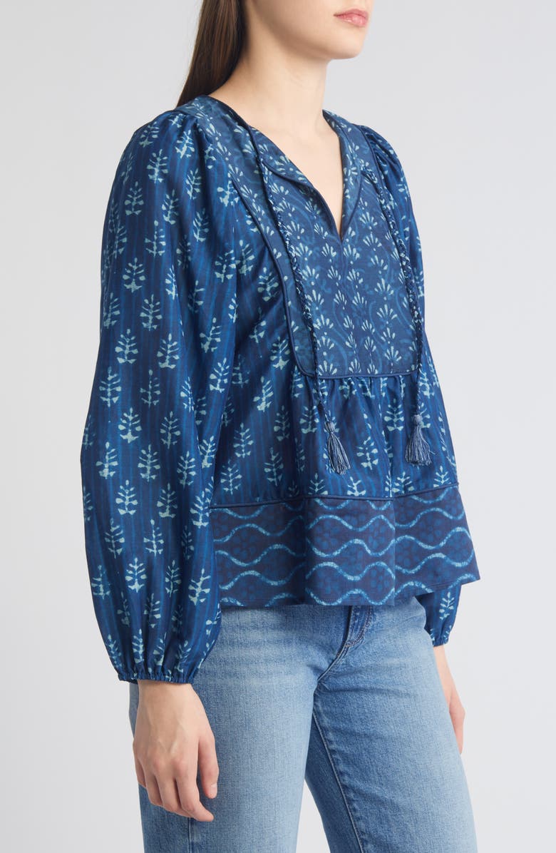 Faherty Solstice Tie Neck Cotton & Silk Top, Alternate, color, Sunburst Mix