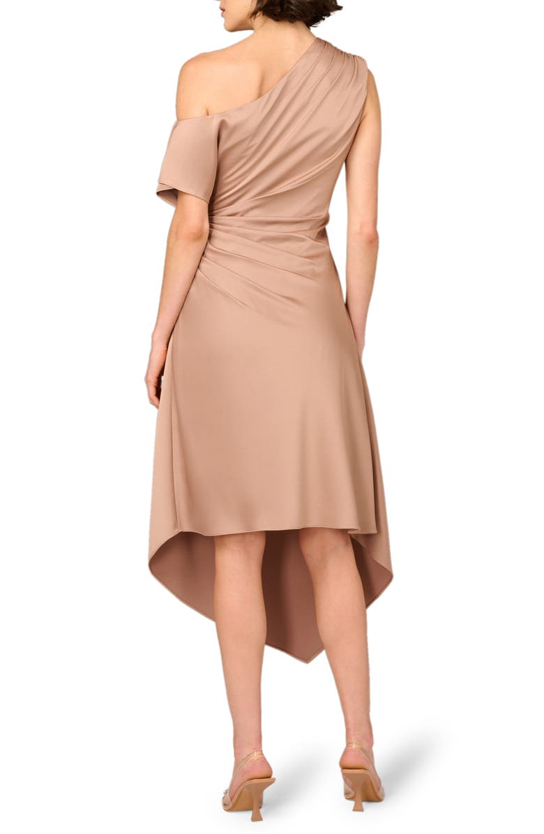 Aidan Mattox Ruched Crepe Back Satin Cocktail Dress, Alternate, color, Cafe Mocha